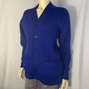 Vintage Venus Knitting Mills Royal Blue Cardigan – 1960s NYC – Unisex Prep/Colle